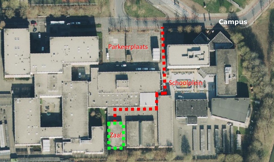 route naar de sportzaal op de Greijdanus campus